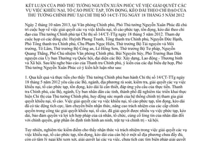 Thông báo 370/TB-VPCP năm 2013 giải quyết khiếu nại tố cáo phức tạp tồn đọng
