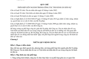 Quy chế 14/2013/QCLN/BTP-BCA-TANDTC-VKSNDTC thi hành án dân sự Bộ Tư pháp Bộ Công an