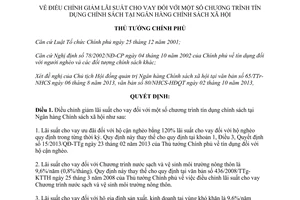 Quyết định 1826/QĐ-TTg 2013 điều chỉnh giảm lãi suất cho vay chương trình tín dụng chính sách
