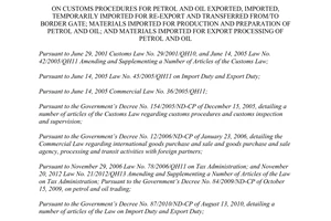 Circular No. 139/2013/TT-BTC customs procedures for export import of petrol and oil