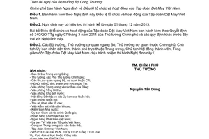 Nghị định 118/2013/NĐ-CP Điều lệ tổ chức hoạt động Tập đoàn Dệt May Việt Nam