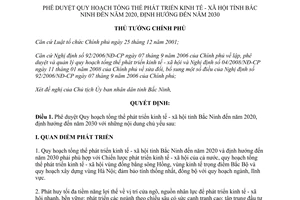 Quyết định 1831/QĐ-TTg năm 2013 Quy hoạch tổng thể phát triển kinh tế xã hội Bắc Ninh