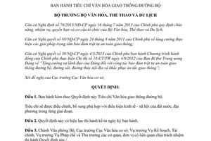 Quyết định 3500/QĐ-BVHTTDL năm 2013 tiêu chí văn hóa giao thông đường bộ