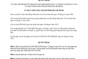 Quyết định 5550/QĐ-UBND năm 2013 bãi bỏ Quyết định 3807/QĐ-UBND Hồ Chí Minh