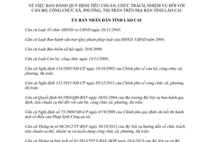 Quyết định 43/2013/QĐ-UBND Quy định tiêu chuẩn nhiệm vụ cán bộ công chức xã Lào Cai