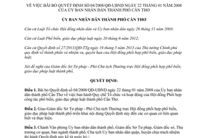 Quyết định 3174/QĐ-UBND năm 2013 bãi bỏ Quyết định 04/2008/QĐ-UBND Cần Thơ