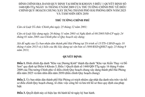 Quyết định 1839/QĐ-TTg năm 2013 đính chính địa danh Quy hoạch chung xây dựng Hải Phòng