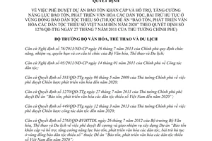 Quyết định 3508/QĐ-BVHTTDL năm 2013 Bảo tồn khẩn cấp phát triển văn hóa dân tộc