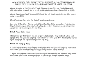 Thông tư 21/2013/TT-BLĐTBXH mức trần tiền ký quỹ thị trường lao động Doanh nghiệp thỏa thuận