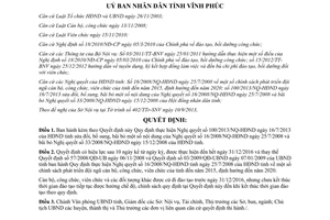 Quyết định 25/2013/QĐ-UBND thực hiện Nghị quyết 100/2013/NQ-HĐND Vĩnh Phúc