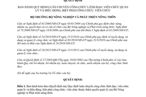 Quyết định 2338/QĐ-BNN-TCCB 2013 luân chuyển điều động biệt phái lãnh đạo quản lý Bộ Nông nghiệp