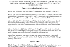 Quyết định 239/QĐ-UBND 2013 thủ tục hành chính tư pháp Ban Quản lý Khu công nghiệp Quảng Ngãi