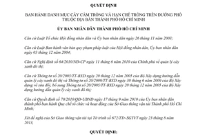 Quyết định 45/2013/QĐ-UBND Danh mục cây cấm trồng hạn chế trồng Hồ Chí Minh