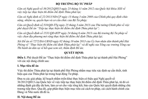 Quyết định 2498/QĐ-BTP 2013 Phê duyệt Đề án thí điểm chế định Thừa phát lại Hải Phòng