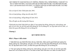 Nghị định 122/2013/NĐ-CP tạm ngừng lưu thông phong tỏa niêm phong tạm giữ xử lý tiền tài sản