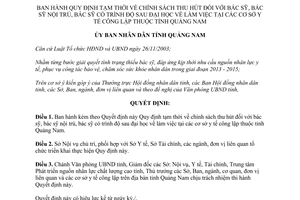 Quyết định 3116/QĐ-UBND 2013 Quy định tạm thời chính sách thu hút bác sỹ Quảng Nam