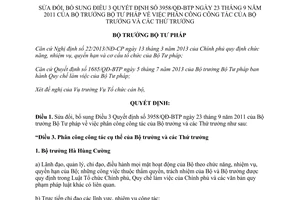 Quyết định 2502/QĐ-BTP năm 2013 phân công công tác Bộ trưởng Thứ trưởng