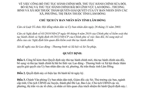 Quyết định 2049/QĐ-UBND 2013 thủ tục hành chính mới sửa đổi bãi bỏ Lao động Lâm Đồng