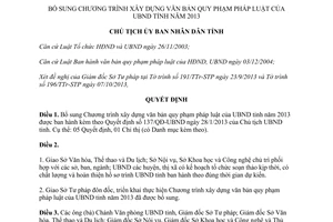 Quyết định 1839/QĐ-UBND 2013 bổ sung Chương trình xây dựng văn bản Bình Phước