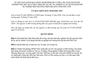 Quyết định 32/2013/QĐ-UBND Quy định thẩm định đề cương dự toán kinh phí đề án môi trường Phú Yên