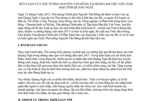 Thông báo 377/TB-VPCP năm 2013 kết luận buổi làm việc với lãnh đạo Quảng Ngãi