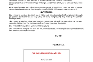 Quyết định 2310/QĐ-UBND 2013 thủ tục hành chính Ban Quản lý các khu công nghiệp Bà Rịa Vũng Tàu