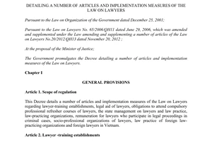 Decree No. 123/2013/NĐ-CP detailing implementation measures of the Law on lawyers