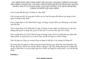 Thông tư 30/2013/TT-BTNMT lồng ghép đo đạc lập đăng ký cấp Giấy chứng nhận quyền sử dụng đất