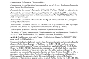 Circular No.140/2013/TT-BTC amending the Circular No. 34/2013/TT-BTC guiding registration fee