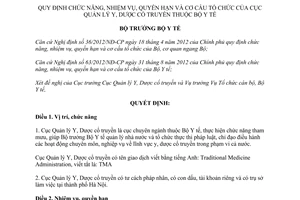 Quyết định 4079/QĐ-BYT chức năng nhiệm vụ quyền hạn cơ cấu tổ chức cục quản lý y dược cổ truyền 2013