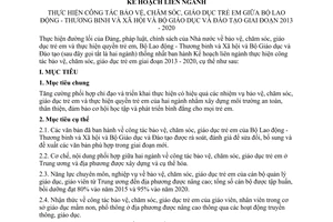 Kế hoạch liên ngành 3970/KHLN-BLĐTBXH-BGDĐT 2013 bảo vệ chăm sóc giáo dục trẻ em