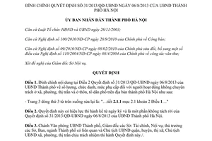 Quyết định 6238/QĐ-UBND năm 2013 đính chính Quyết định 31/2013/QĐ-UBND Hà Nội