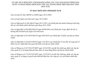 Quyết định 43/2013/QĐ-UBND chi cải cách kiểm soát thủ tục hành chính Kon Tum