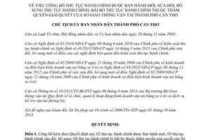 Quyết định 3210/QĐ-UBND 2013 thủ tục hành chính mới sửa đổi bãi bỏ Sở Giao thông vận tải Cần Thơ