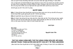 Quyết định 2071/QĐ-UBND 2013 thủ tục hành chính mới sửa đổi bãi bỏ Sở Y tế Lâm Đồng