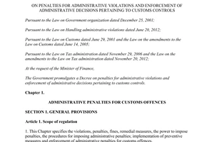Decree No. 127/2013/NĐ-CP administrative violations enforcement of administrative decisions to customs controls