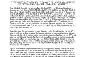 Chỉ thị 17/2013/CT-UBND tăng cường soạn thảo ban hành văn bản pháp luật Bình Phước