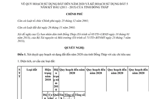 Nghị quyết 114/NQ-CP năm 2013 quy hoạch kế hoạch sử dụng đất 5 năm kỳ đầu Đồng Tháp