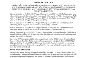 Thông tư liên tịch 42/2013/TTLT-BNNPTNT-BTC-BKHĐT hướng dẫn Quyết định 01/2012/QĐ-TTg