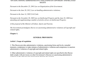 Decree No.131/2013/ND-CP on sanctioning administrative violations of copyright and related rights