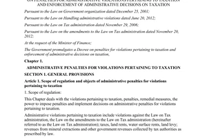Decree No.129/2013/NĐ-CP administrative violations pertaining to taxation