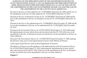 Circular No. 141/2013/TT-BTC guidance the Decree No. 92/2013/ND-CP