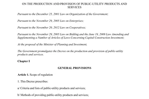 Decree No. 130/2013/ND-C on the production provision of public-utility products services