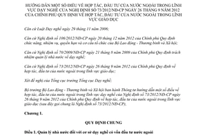 Thông tư 23/2013/TT-BLĐTBXH hướng dẫn hợp tác đầu tư của nước ngoài lĩnh vực dạy nghề