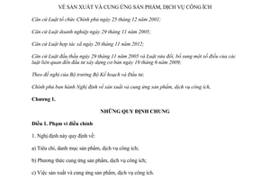 Nghị định 130/2013/NĐ-CP sản xuất cung ứng sản phẩm dịch vụ công ích