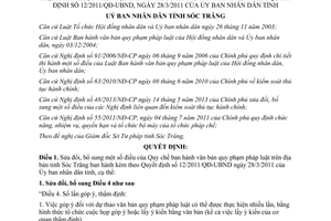 Quyết định 38/2013/QĐ-UBND sửa đổi Quy chế văn bản pháp luật Sóc Trăng theo 12/2011/QĐ-UBND