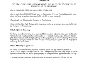 Nghị định 132/2013/NĐ-CP chức năng nhiệm vụ quyền hạn cơ cấu Bộ Thông tin Truyền thông