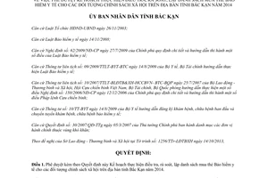 Quyết định 1725/QĐ-UBND 2013 Bảo hiểm y tế đối tượng chính sách xã hội Bắc Kạn