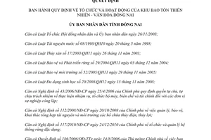 Quyết định 65/2013/QĐ-UBND năm 2013 Quy định tổ chức hoạt động Khu Bảo tồn Thiên nhiên Đồng Nai