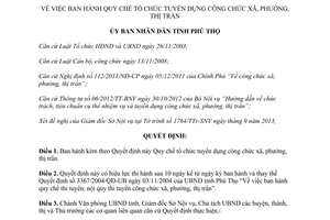 Quyết định 32/2013/QĐ-UBND Quy chế tổ chức tuyển dụng công chức xã phường thị trấn Phú Thọ